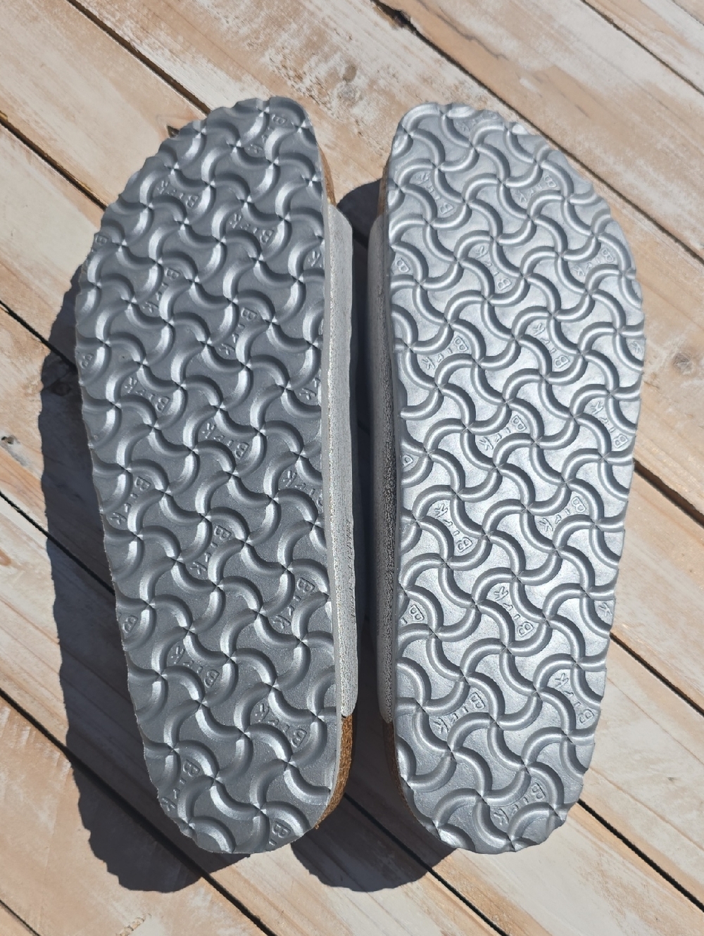 Birkenstock Arizona Big Buckle Washed Metallic Silver Leather Size 42 (11) - Picture 3 of 7